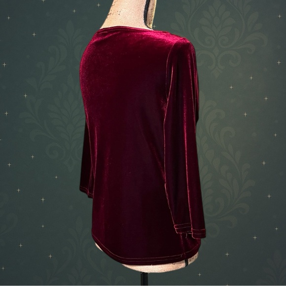 Tapemeasure Polyester Spandex Burgundy Blouse Size S - Picture 5 of 13